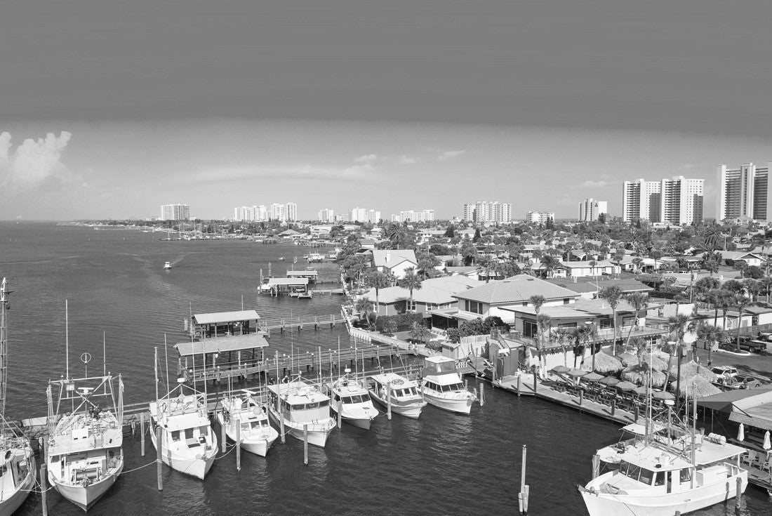 Daytona Beach in Florida aerial at Port Orange marina of USA 2000pc PuzzleBlack and White
