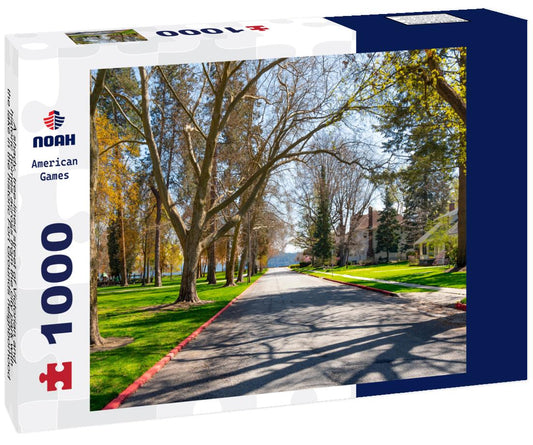 Noah Jigsaw Puzzle A shady, tree-lined street of Victorian and historic homes across from the city park with the lake in the historic Fort Grounds neighborhood of Coeur d'Alene, Idaho, USA 1000 Pieces
