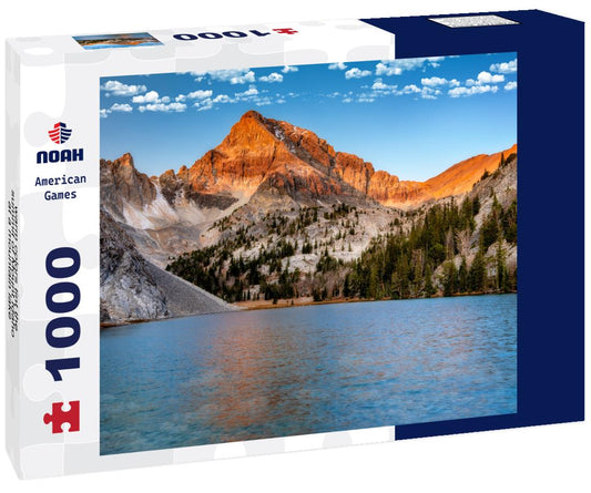 Noah Jigsaw Puzzle warm colors tint the summit of Mount Idaho at a mountain lake 1000 Pieces