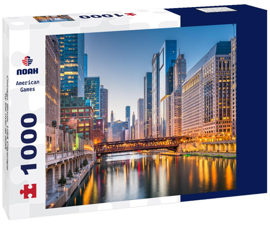 Noah Jigsaw Puzzle Chicago, Illinois, USA Cityscape by the river at dusk 1000 Pieces