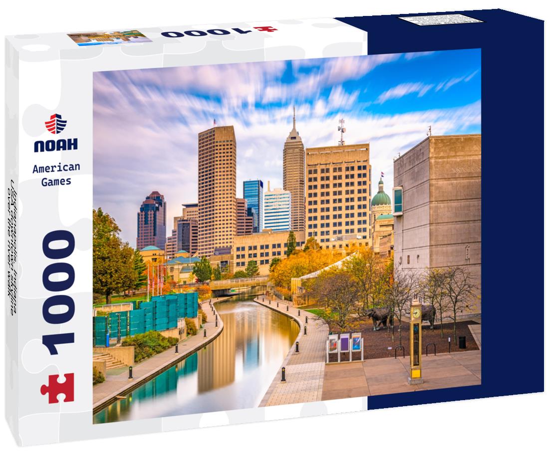 Noah Jigsaw Puzzle Indianapolis, Indiana, USA downtown skyline over the river walk 1000 Pieces