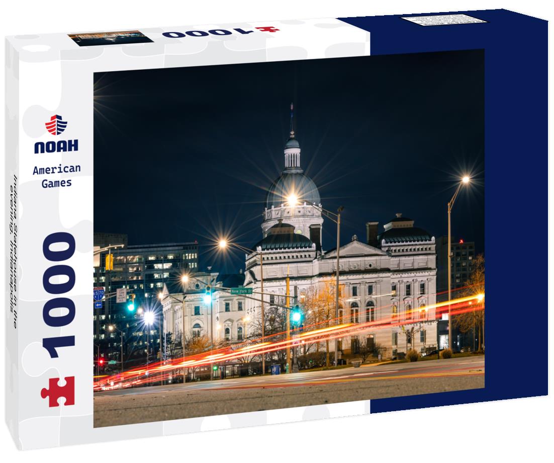 Noah Jigsaw Puzzle Indiana Statehouse in the evening, Indianapolis 1000 Pieces