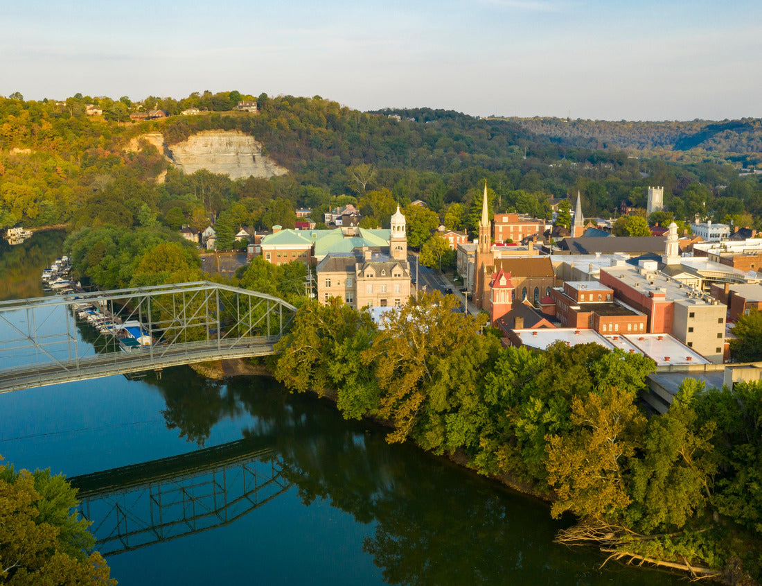 The Kentucky River meanders along framing the downtown urban core of Frankfort KY 1000pc Puzzle
