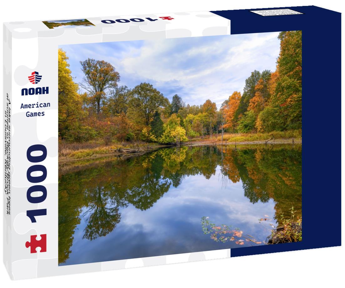 Noah Jigsaw Puzzle A lake surrounding green trees at sunrise in Beckley Brook Park in Louisville, Kentucky 1000 Pieces