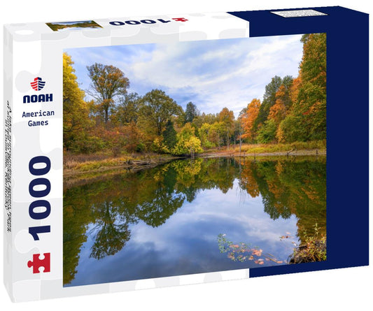 Noah Jigsaw Puzzle A lake surrounding green trees at sunrise in Beckley Brook Park in Louisville, Kentucky 1000 Pieces