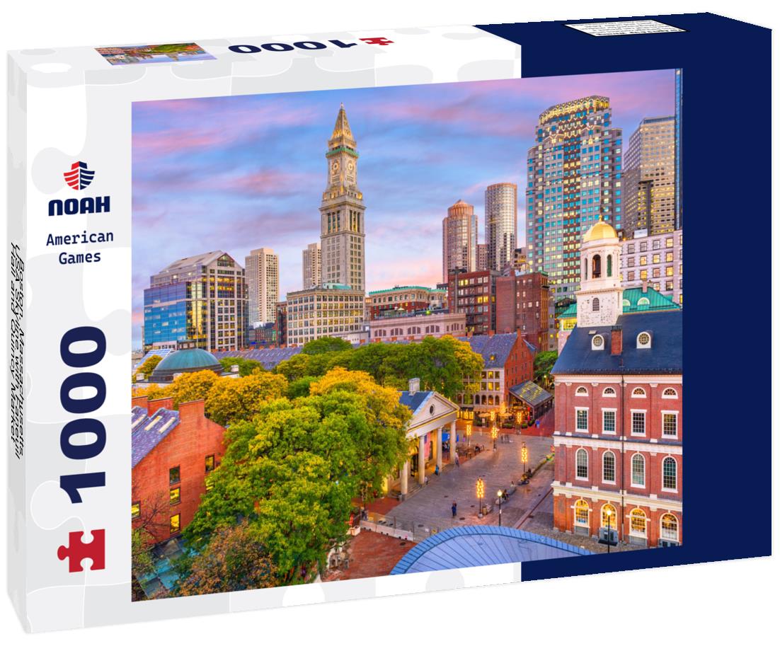 Noah Jigsaw Puzzle Boston, Massachusetts, USA Skyline with Faneuil Hall and Quincy Market at dusk 1000 Pieces