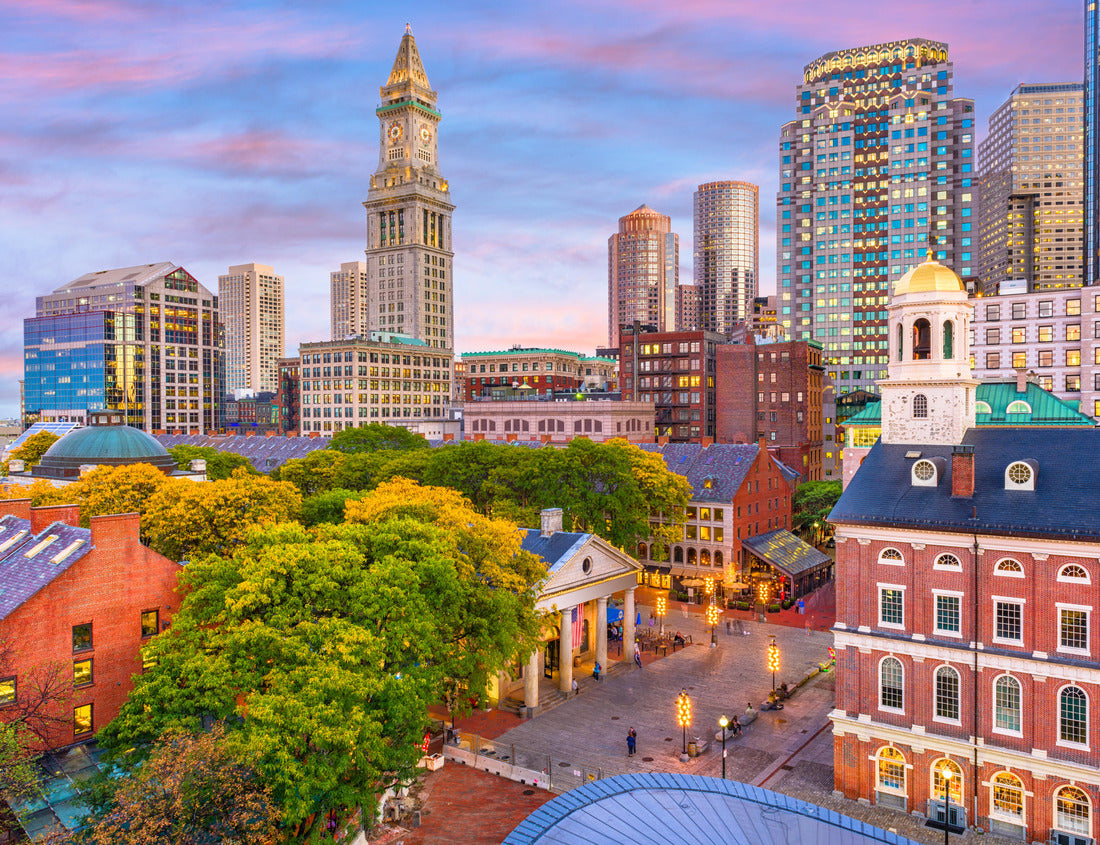 Noah Jigsaw Puzzle Boston, Massachusetts, USA Skyline with Faneuil Hall and Quincy Market at dusk 1000 Pieces