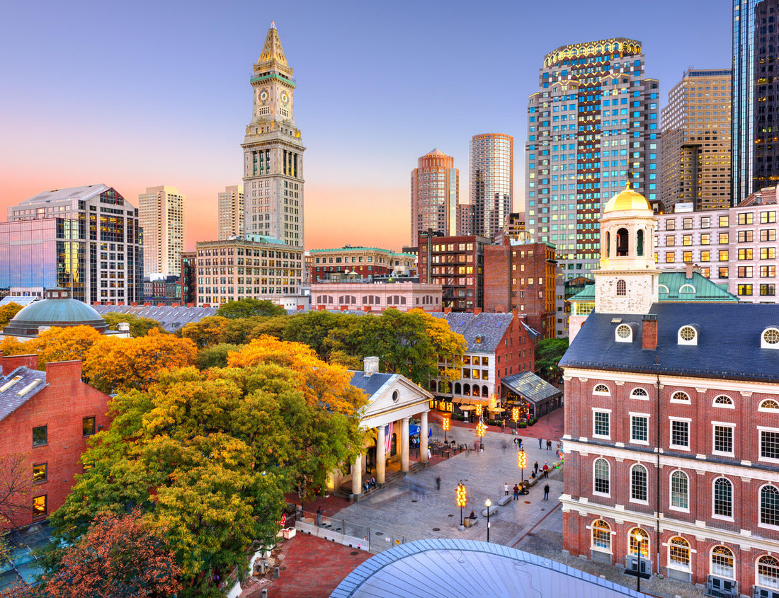 Noah Jigsaw Puzzle Boston, Massachusetts, USA Skyline with Faneuil Hall and Quincy Market at dusk 1000 Pieces
