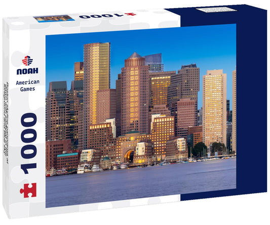 Noah Jigsaw Puzzle Boston skyline panorama at dawn with sailboat in the foreground and blue sky 1000 Pieces