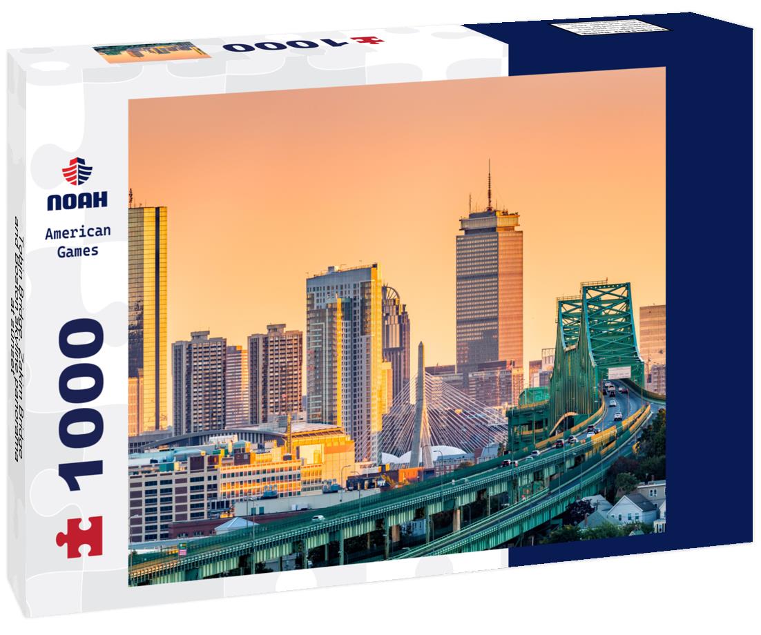 Noah Jigsaw Puzzle Tobin Bridge, Zakim Bridge and Boston skyline panorama at sunset 1000 Pieces