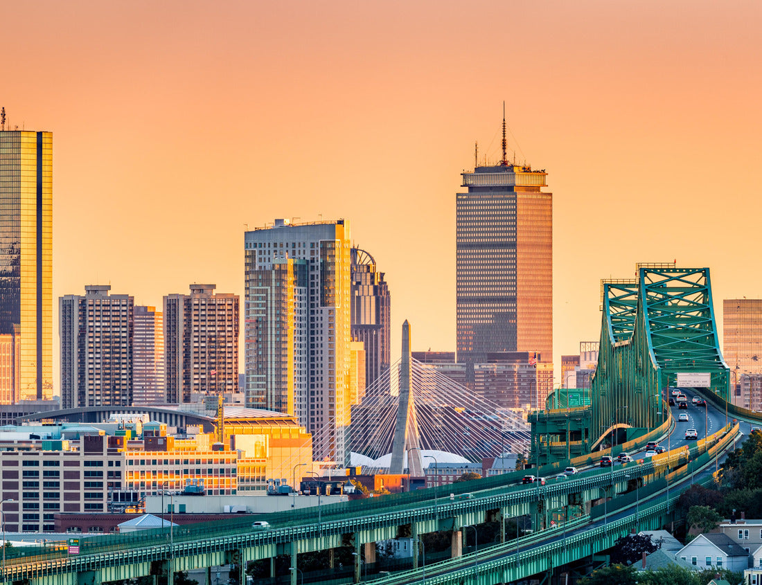 Noah Jigsaw Puzzle Tobin Bridge, Zakim Bridge and Boston skyline panorama at sunset 1000 Pieces