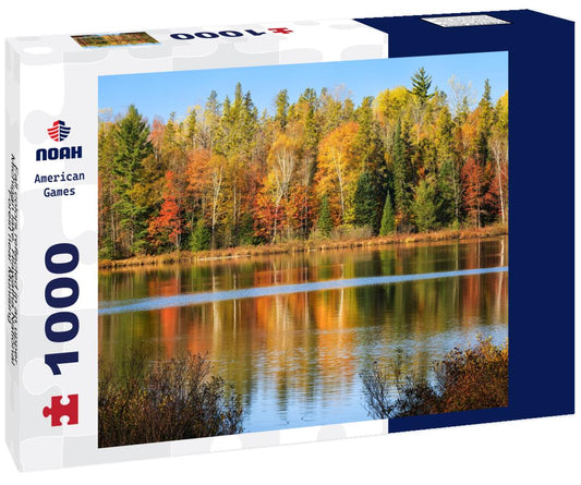 Noah Jigsaw Puzzle Fall colors reflected in an upper Michigan lake, Hiawatha National Forest near Munising 1000 Pieces