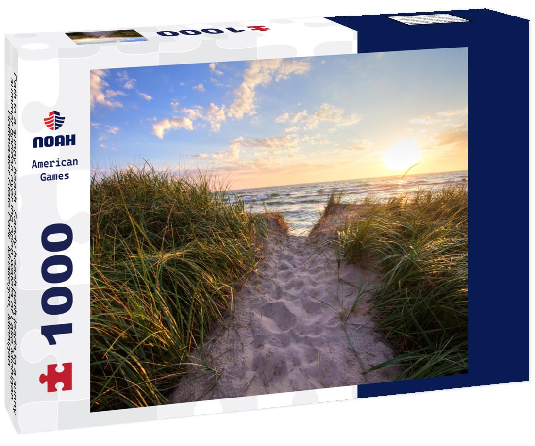 Noah Jigsaw Puzzle Path to a sunny beach. Sandy beach path leads to a sunny summer horizon over the open waters of Lake Michigan. Hoffmaster State Park. Muskegon, Michigan 1000 Pieces