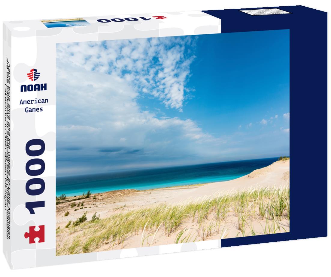 Noah Jigsaw Puzzle Azure blue skys and the waters of Lake Michigan are the backdrop of Sleeping Bear Dunes National Lakeshore in Glen Haven Michigan 1000 Pieces