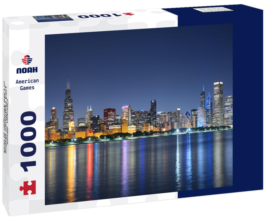 Noah Jigsaw Puzzle Chicago, Illinois, USA Downtown skyline of Lake Michigan at dusk 1000 Pieces