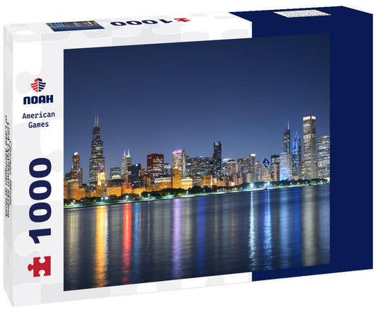 Noah Jigsaw Puzzle Chicago, Illinois, USA Downtown skyline of Lake Michigan at dusk 1000 Pieces