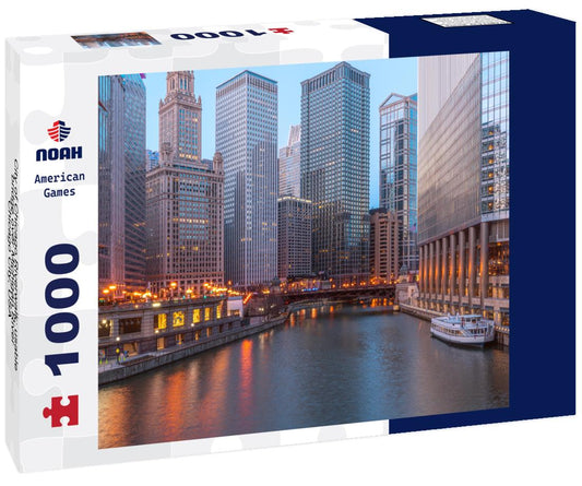 Noah Jigsaw Puzzle City of Chicago Riverwalk: usable bridge over Michigan River , Chicago City, USA 1000 Pieces