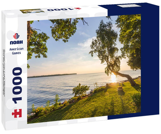 Noah Jigsaw Puzzle Sunset over Lake Michigan and the garden landscape 1000 Pieces
