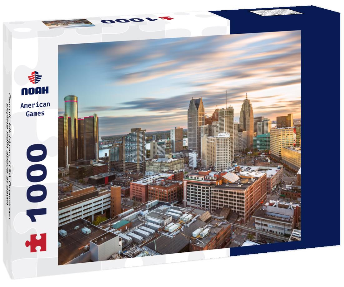 Noah Jigsaw Puzzle Detroit, Michigan, USA Downtown skyline from above at dawn 1000 Pieces