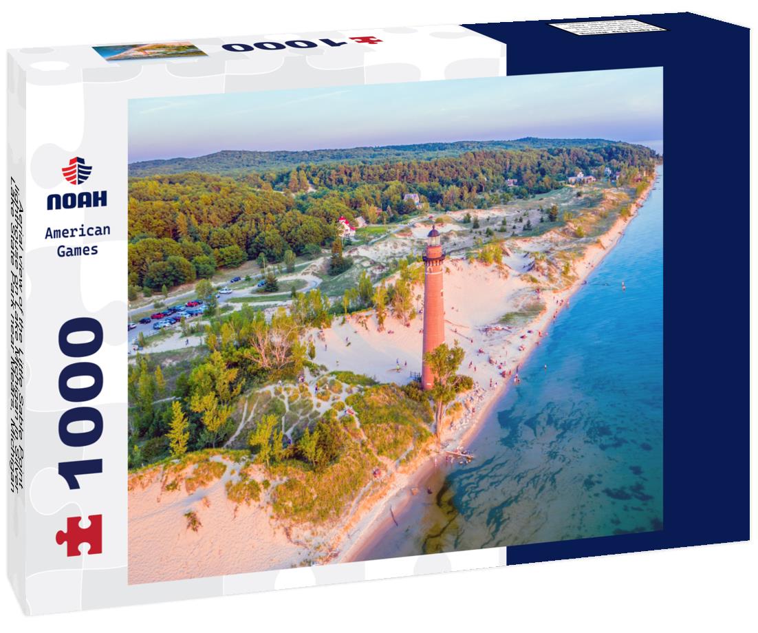 Noah Jigsaw Puzzle Aerial view of the Little Sable Point lighthouse on Lake Michigan in Silver Lake State Park near Mears, Michigan 1000 Pieces