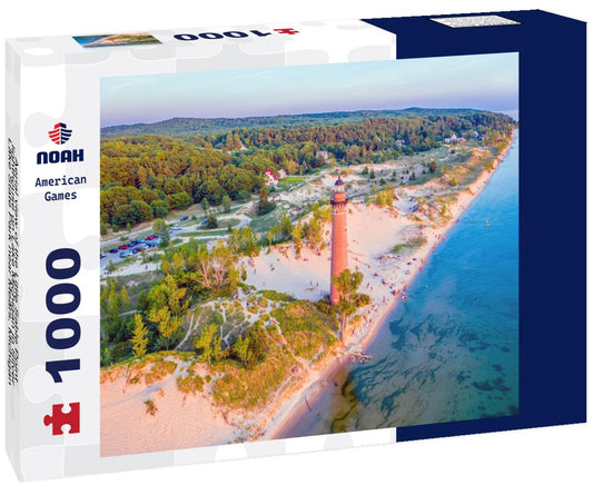 Noah Jigsaw Puzzle Aerial view of the Little Sable Point lighthouse on Lake Michigan in Silver Lake State Park near Mears, Michigan 1000 Pieces