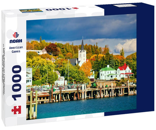 Noah Jigsaw Puzzle Lake house on Lake Huron in the fall season on Mackinac Island, Michigan 1000 Pieces
