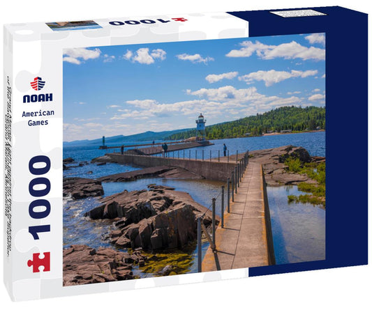 Noah Jigsaw Puzzle Grand Marais Light against the backdrop of the Sawtooth Mountains on Lake Superior. Grand Marais, Minnesota 1000 Pieces
