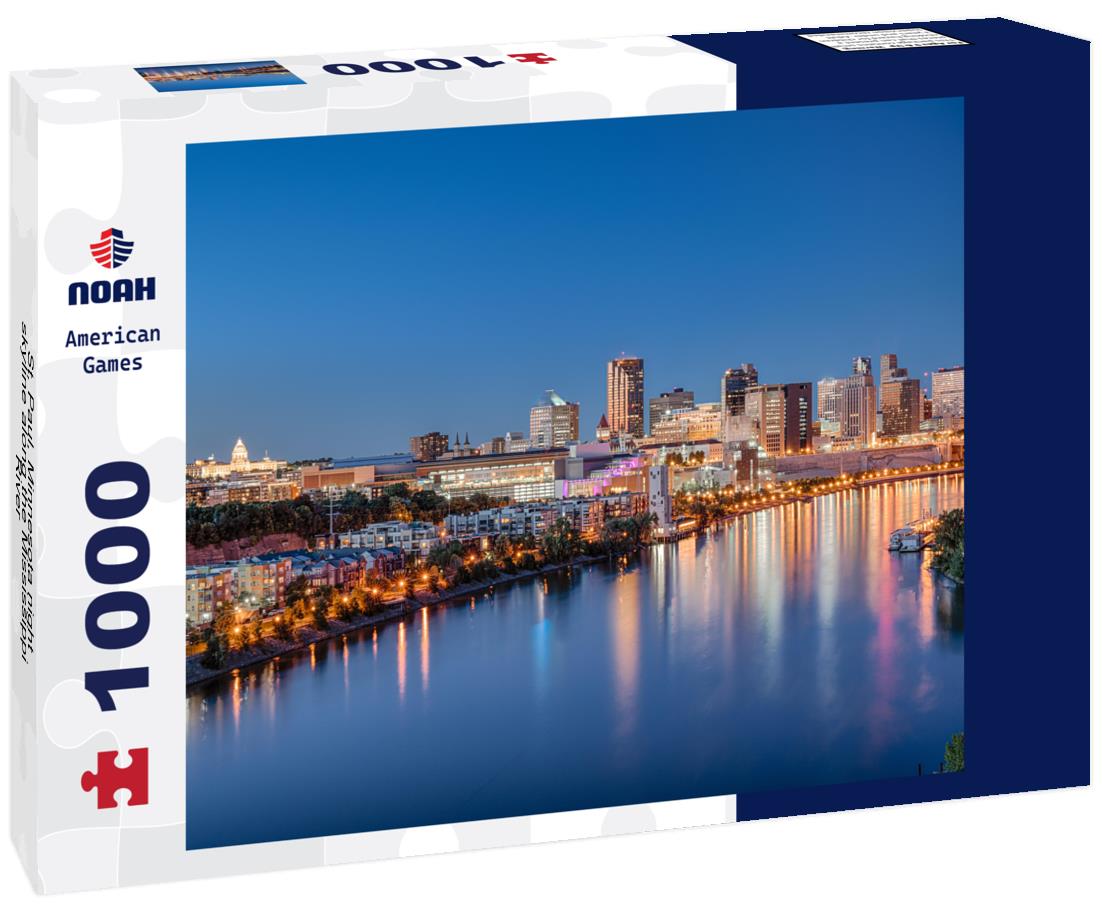 St. Paul, Minnesota night skyline along the Mississippi River 1000pc Puzzle