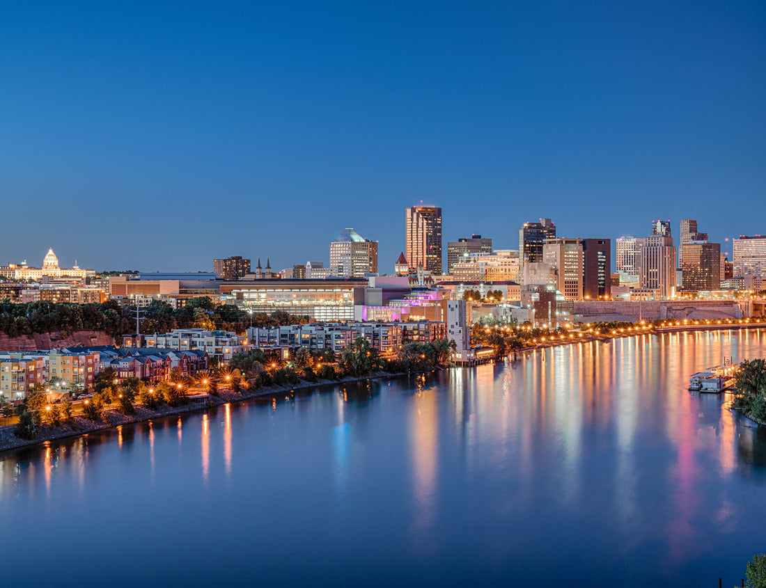St. Paul, Minnesota night skyline along the Mississippi River 1000pc Puzzle