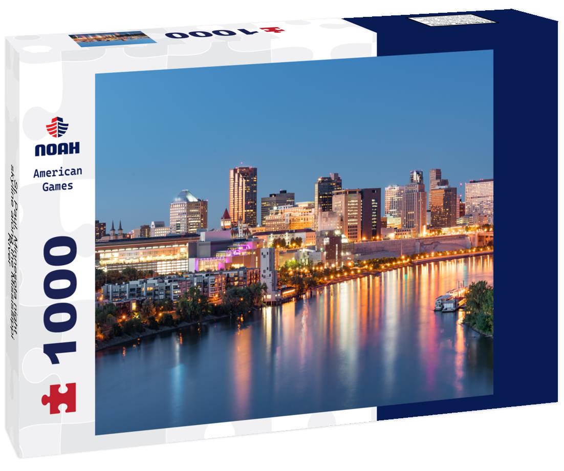 St. Paul, Minnesota night skyline along the Mississippi River 1000pc Puzzle