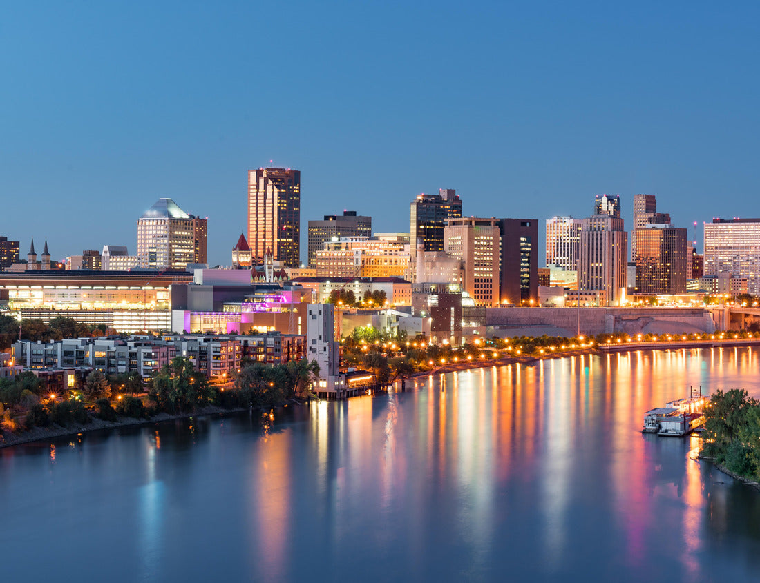 St. Paul, Minnesota night skyline along the Mississippi River 1000pc Puzzle