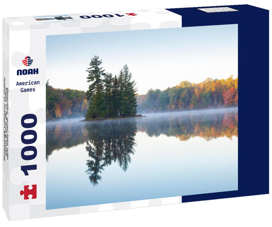 Noah Jigsaw Puzzle Beautiful, quiet lake with trees in fall and a small island in northern Minnesota at dawn 1000 Pieces