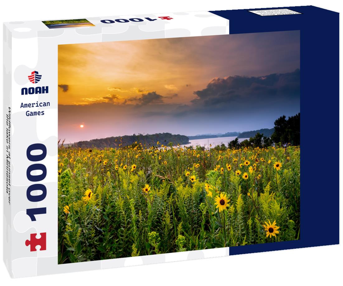 Noah Jigsaw Puzzle Wildflowers at sunset over the lake in Minnesota 1000 Pieces
