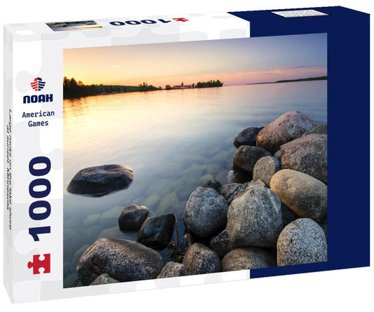 Noah Jigsaw Puzzle Large rocks on the lake shore at sunset. Minnesota 1000 Pieces