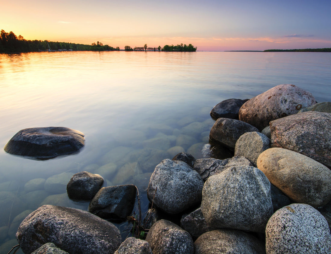 Noah Jigsaw Puzzle Large rocks on the lake shore at sunset. Minnesota 1000 Pieces