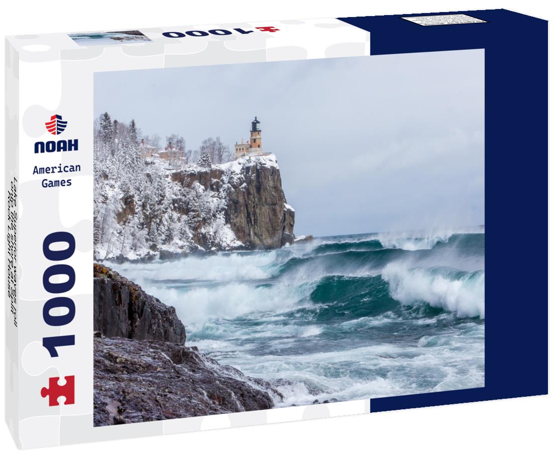 Noah Jigsaw Puzzle Lake Superior waves roll onto the shore at Split Rock Light House 1000 Pieces