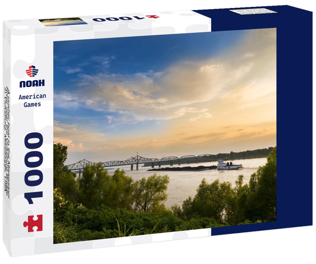 Noah Jigsaw Puzzle A pusher boat in the Mississippi River near the Vicksburg Bridge in Vicksburg, Mississippi, USA 1000 Pieces