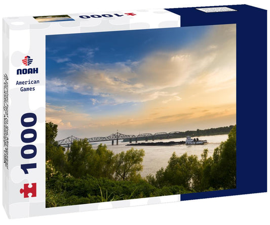 Noah Jigsaw Puzzle A pusher boat in the Mississippi River near the Vicksburg Bridge in Vicksburg, Mississippi, USA 1000 Pieces