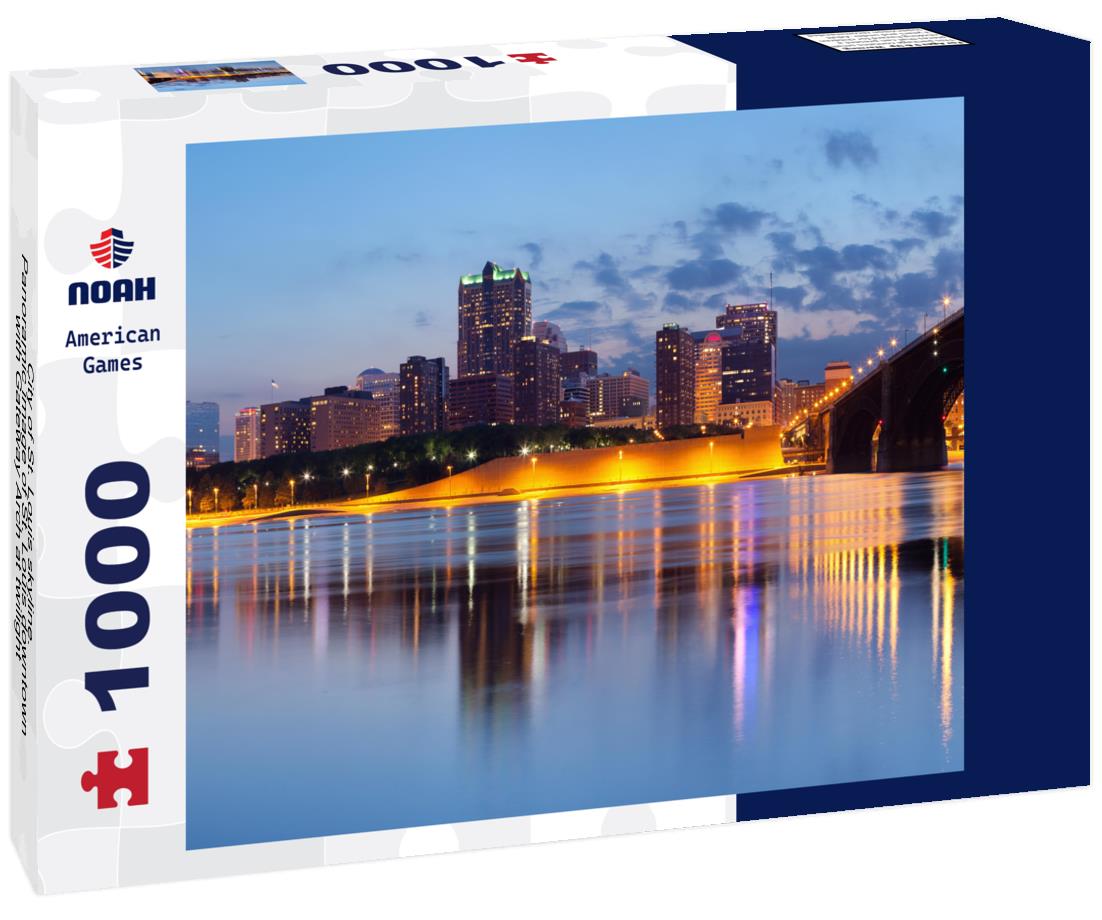 Noah Jigsaw Puzzle City of St. Louis skyline. Panoramic image of St. Louis downtown with Gateway Arch at twilight 1000 Pieces