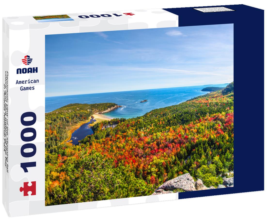 Noah Jigsaw Puzzle Panoramic view of the stunning fall colors and blue waters of the bay in Acadia National Park 1000 Pieces