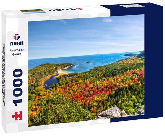Noah Jigsaw Puzzle Panoramic view of the stunning fall colors and blue waters of the bay in Acadia National Park 1000 Pieces
