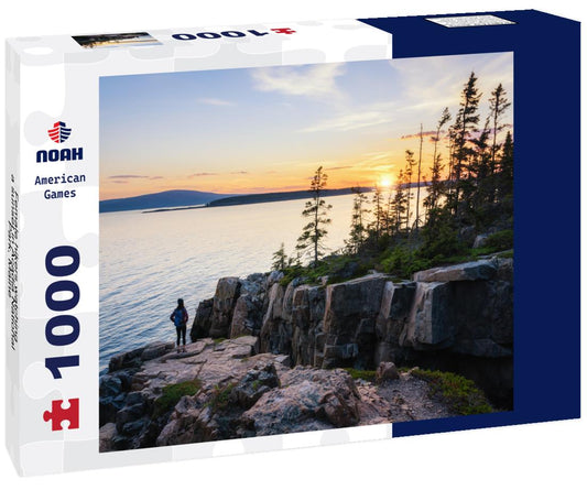 Noah Jigsaw Puzzle Female hikers watching a sunset in Acadia National Park, Maine 1000 Pieces