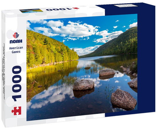 Noah Jigsaw Puzzle peaceful pond in Acadia national park, blue cloudy skies and morning light 1000 Pieces