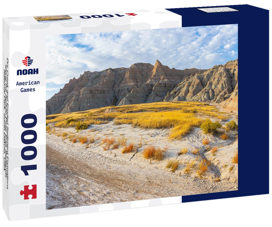 Noah Jigsaw Puzzle Dry Creek and Eroded Sediment Formations along the Saddle Pass Trail, Badlands National Park, South Dakota, USA 1000 Pieces