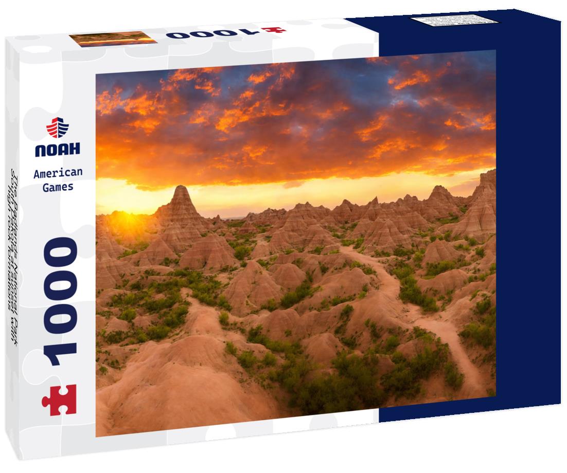 Noah Jigsaw Puzzle The Badlands National Park, South Dakota at sunset with high rock formations - beautiful landscape panorama 1000 Pieces