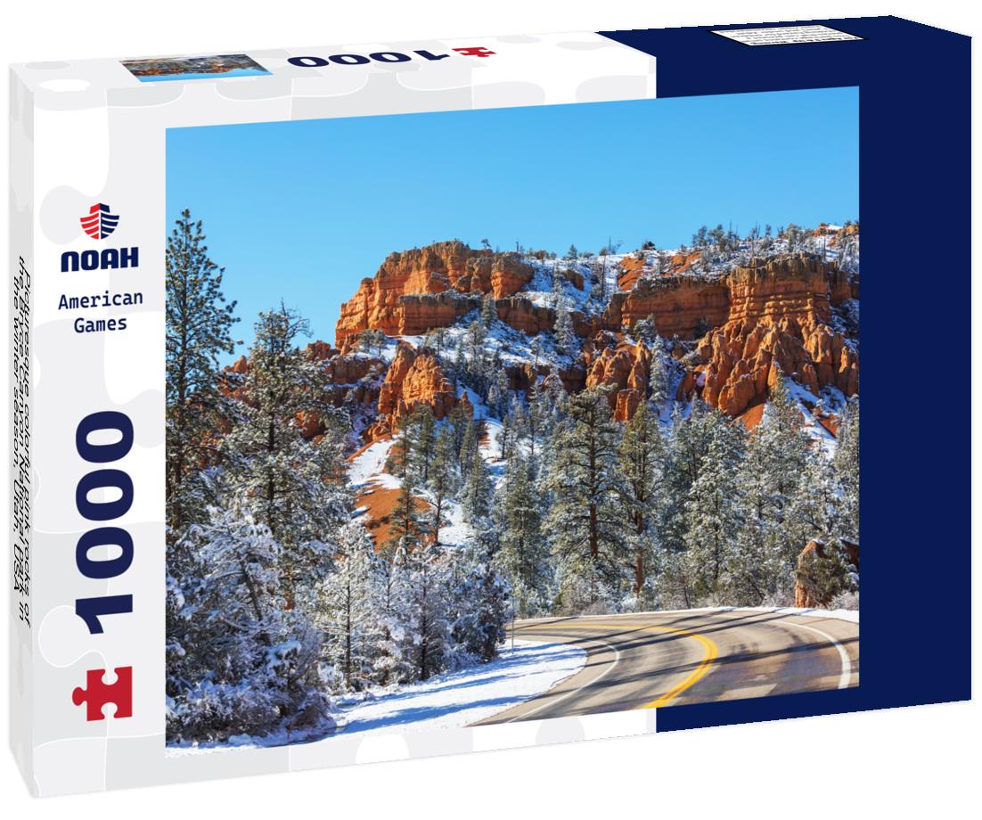 Noah Jigsaw Puzzle Picturesque colorful pink rocks of the Bryce Canyon National park in the winter season, Utah, USA 1000 Pieces