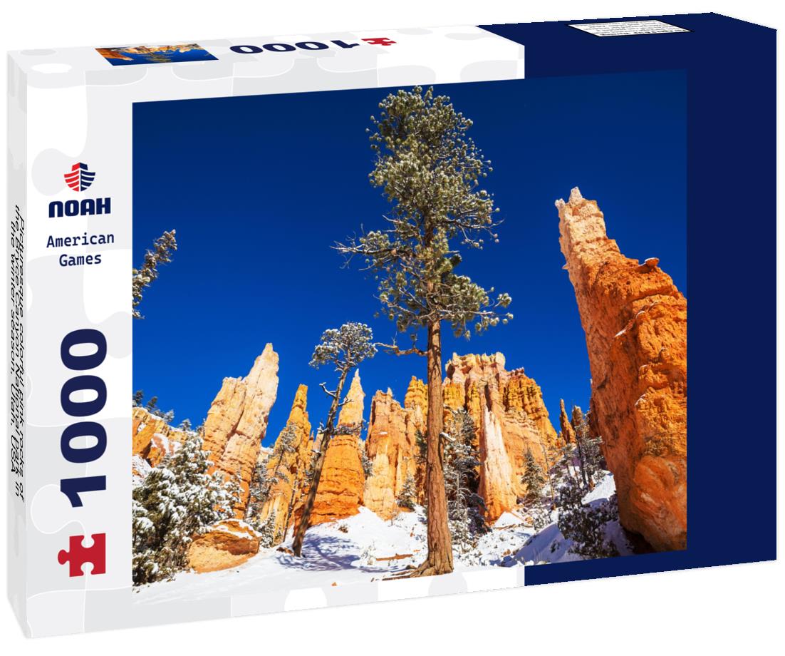 Noah Jigsaw Puzzle Picturesque colorful pink rocks of the Bryce Canyon National park in the winter season, Utah, USA 1000 Pieces