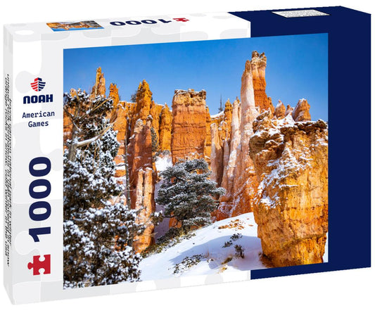 Noah Jigsaw Puzzle bryce canyon national park in winter, unique rock formations in utah covered in snow, orange rocks in snow, cold winter in the usa 1000 Pieces
