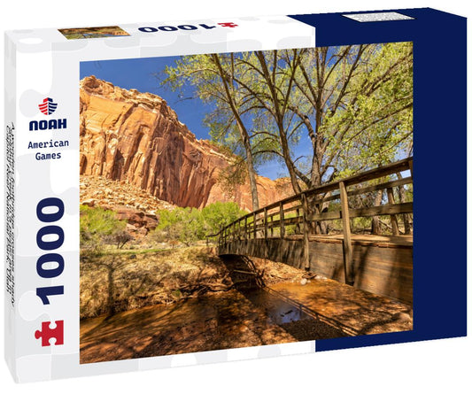 Noah Jigsaw Puzzle A wooden footbridge crosses shady Sulphur Creek in a picnic area in Capitol Reef National Park, Utah 1000 Pieces