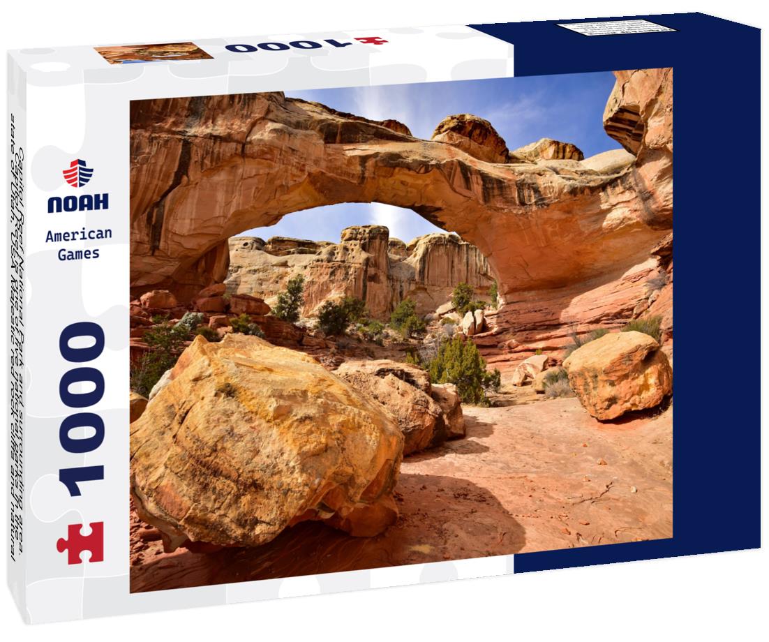 Noah Jigsaw Puzzle Capitol Reef National Park and surrounding area. Capitol Reef is one of five national parks in the state of Utah, USA Majestic red rock cliffs and natural bridges are common sites in the park 1000 Pieces
